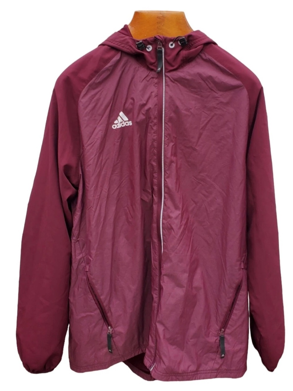 Adidas Women's Lightweight Hooded Full Zip Maroon Track Jacket